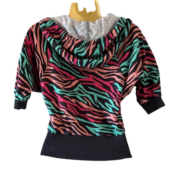 Evolution not Revolution Y2K Colorful Front Zip Hoodie Jacket Top Size Small - Picture 3 of 7